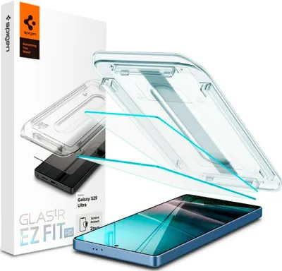 A product shot of a phone screen protector kit and packaging.