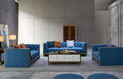 Produktbild von Komplette Chesterfield Set Sofagarnitur 3 2 1 Sitz Couchtisch Designer 4tlg. Neu
