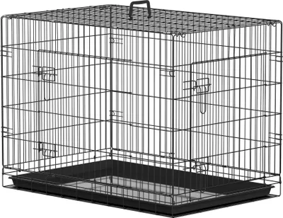 Produktbild von Hundetransportkäfig, Metallkonstruktion, Größe für mittelgroße Rassen, 92 x 57 x 62,5 cm, Schwarz