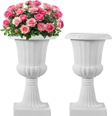 Produktbild von Kunststoff Blumenspindel 40x67 cm 2er-Pack - Pflanzpokal, Pflanzkübel, Pflanzschale - Weiße Blumentöpfe für Veranda, Hochzeit, Party, Zuhause, Bühne, Balkon, Terrassendekoration