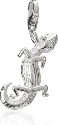 Produktbild von Damen Charm-Anhänger Salamander 925 Silber 23x12mm Amulett für Bettelarmband