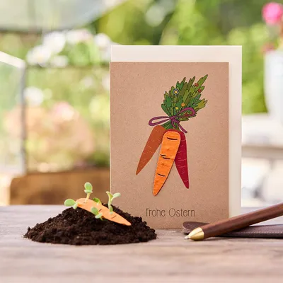 Produktbild von Osterkarte Frohe Ostern Pflanzbare Grußkarte mit Saatpapier und Wildblumensamen
