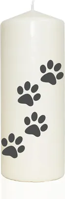 Produktbild von Trauerkerze mit Spruch, 4 Tierpfoten für Hund und Katze, grau, 20 cm, 765 g, Ø 8 cm, Brenndauer ca. 70 Std.