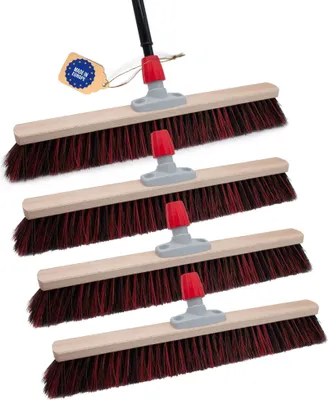 Produktbild von Novaliv 4x Straßenbesen 60 cm I mit Stiel I Arenga-Elaston schwarz-rot I Teleskopstiel I Besen für draußen I Industriebesen Gartenbesen Schneebesen Allzweckbesen