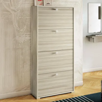 Immagine prodotto di Dmora Scarpiera Adeindein 28x67x147h cm Marrone Rovere, 24 Paia 4 Ante Italy