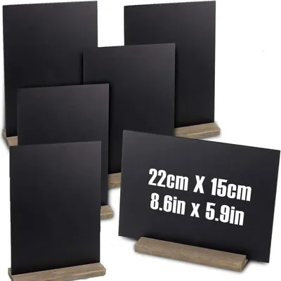 Imagen del producto de Mini pizarras de pizarra con soporte, 22 x 15 cm, paquete de 6 unidades, reutilizables para restaurantes