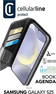 Produktbild von Cellularline Book Agenda 2 Case fr Samsung S25 Black