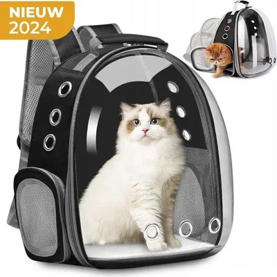 Produktbild von Kapsel-Rucksack für Hunde oder Katzen – Hundetasche – Hundetransporttasche – Hundetragetasche – Katzenrucksack – Katzenreisetasche – Bis 7 kg – Grau/Schwarz