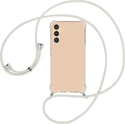 Produktbild von Handykette Backcover-Schutzhülle mit Band (Metall silberfarben) für Samsung Galaxy A34 5G - broken white