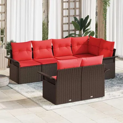 Produktbild von Möbel Gartensofa-set mit Kissen 7 pcs Braun Poly-RattanGartenmöbelgarnituren - Gartenmöbelgarnituren c50
