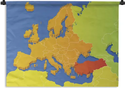 Produktbild von MuchoWow® Wandteppich Wandbehang Karten - Europa - Farben 120x90 cm Tapisserie Dekoration Wandtuch - Wohnen - Aufhänger für die Wand