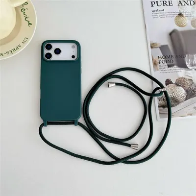 Produktbild von iPhone 18 Pro / 17 Pro Hülle - Coverup Colour TPU Back Cover mit Handykette - Dunkelgrün