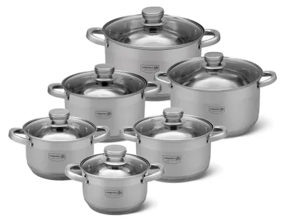 Produktbild von 12-teiliges Topfset aus Edelstahl, induktionsgeeignet