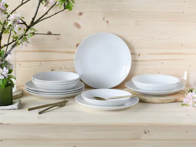 Zdjęcie produktu dla CreaTable, 21925, Luna White, serwis obiadowy 12 szt., porcelana