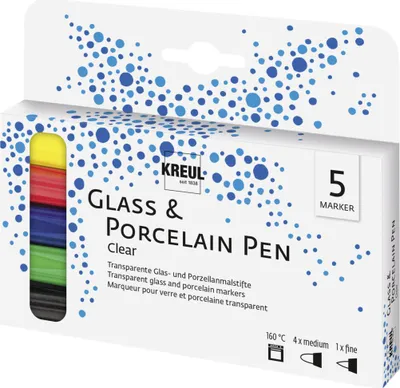 Immagine prodotto di Pennarello per vetro KREUL "Colore del vetro", set da 5