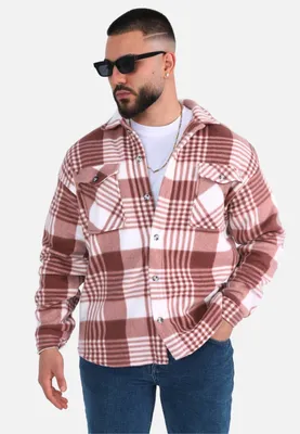 Produktbild von Herren Fleece Hemdjacke M Rot-Weiß (38)