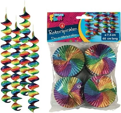 Productafbeelding van PARTY-ROTORSPIRALE REGENBOOG STY 14540, folie, 60 cm, voor het ophangen