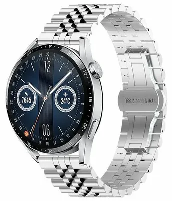Produktbild von By Qubix Edelstahlarmband - Silber - passend für Huawei Watch 5 - 46 mm