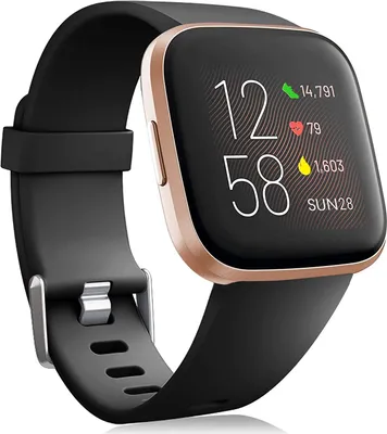 Produktbild von für Fitbit Versa 2 Armband/Fitbit Versa Armband, Silikon Sport Klassisch Ersatzarmband Armbänder Kompatibel mit Fitbit Versa Lite/Fitbit Versa 2/Fitbit Versa für Frauen Männer, Klein Schwarz, S