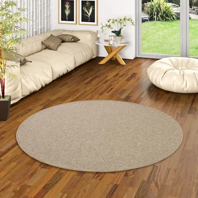 Produktbild von Feinschlingen Velour Teppich Strong Nougat Rund, Größe:100 cm Rund