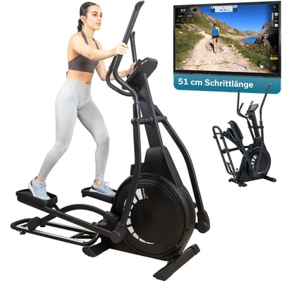 Produktbild von Skandika Crosstrainer Carbon P23 | Heimtrainer, Ellipsentrainer für Zuhause, klappbar, 23 Programme, App kompatibel, Bluetooth, bis 135 kg belastbar