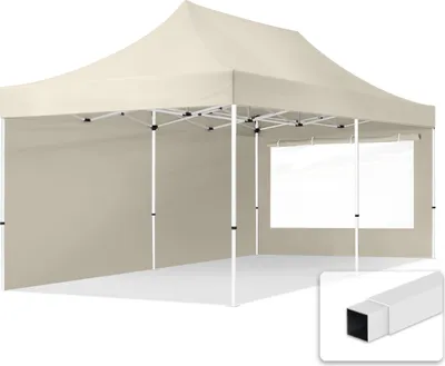 Produktbild von TOOLPORT 3x6m Stahl Faltpavillon, inkl. 2 Seitenteile, creme