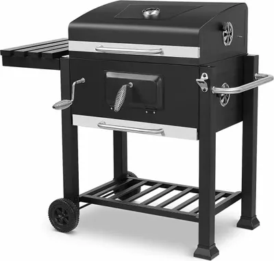 Produktbild von Bolt Edge, Holzkohlegrill mit Räucherofen – Grill auf Rollen – Für 5–10 Personen – Mit Ablage