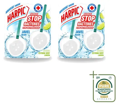 Produktbild von 2 x Harpic WC-Stein - Limette - mit Bleiche - Vorratspackung - 2 Stücke