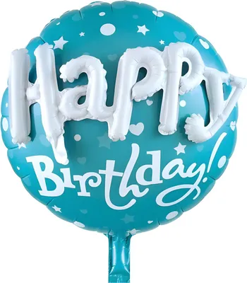 Produktbild von Folienballon Happy Birthday rund 3D Schrift 60 x 68 cm, Blau