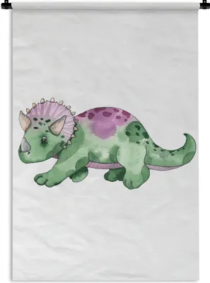 Produktbild von MuchoWow® Wandteppich Wandbehang Dinosaurier - Grün - Kinderzimmer - Jungen - Mädchen - Kinder 60x90 cm Tapisserie Dekoration Wandtuch - Foto-Teppich - Abwaschbar