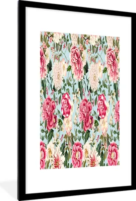 Produktbild von MuchoWow® MuchoWow® Gerahmtes Poster Blumen - Collage - Farben 60x90 cm - Poster mit zchwarzem Bilderrahmen - Dekoration - Wandposter Wohnzimmer - Hochwertig