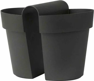 Produktbild von Euro3Plast Balkonkasten Be Up, rund, 33x25x25 cm, aus Kunststoff in anthrazit, mit Bewässerung