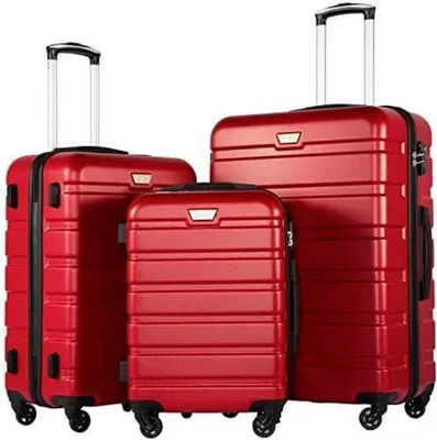 Image de Valise à coque dure Premium Serrure TSA 4 roulettes Set de valises Bagage à main Rouge