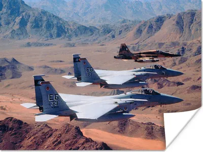 Produktbild von MuchoWow® Poster Militärflugzeuge fliegen über die Wüste 160x120 cm - Foto Plakat
