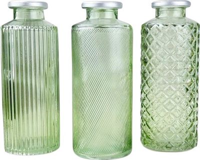 BOLTZE Vase 'Adore' 3fach sortiert grün / silber