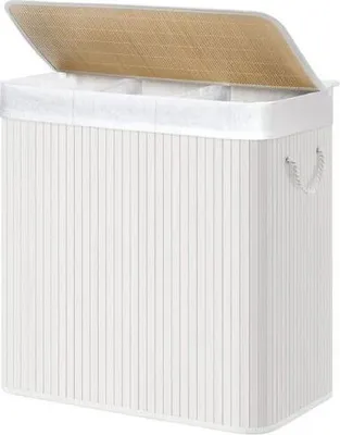 Produktbild von Hoppa! | Wäschekorb | Bambus - 3 Fächer - 150 L - faltbar - weiß