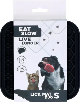 Productafbeelding van Eet langzaam, leef langer. Antislipmat met bobbels en honingraatstructuur, kleur: antraciet, maat: S