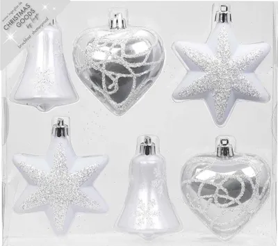 Produktbild von Christbaumschmuck Kunststoff Winterfiguren 9cm weiß / silber, 6er Set