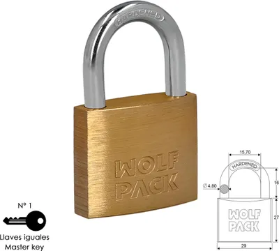 Produktbild von Wolfpack Candado Laton Arco Normal Llaves Iguales 30 mm. Nº1 Heavy Duty