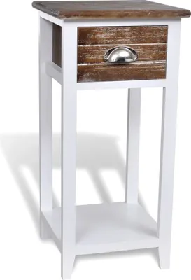 Image de Table de chevet avec 1 tiroir Marron et blanc