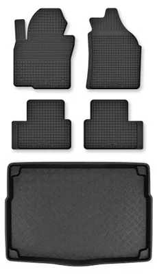 Produktbild von Gummimatten + Kofferraumwanne für Kia Ceed II 2012-2018 (Standard-Kofferraum) – Schwarz, Semi-Universal, angepasst – Wielganizator Semi-Universal