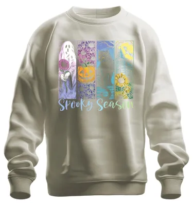 Productafbeelding van Spookseizoen Halloween, pompoen, zwarte kat, spook, herfst, griezelig, uni sweatshirt, trui, natuur, maat L