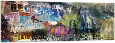 Produktbild von Bilder auf glas - Graffiti modern - 160x50cm - Glasbilder - Wandbilder - Kunstdruck - zum Aufhängen bereit - Wanddekoration aus Glas - Glas Bilder - Wandbild auf Glas - Einteilig - GAB160x50-3564