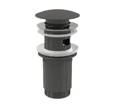 Image de alcadrain Ablaufventil für die Waschbecken CLICK/CLACK 5/4" Ganzmetal mit Überlauf, großer Stopfen, GUN METAL-Glanz