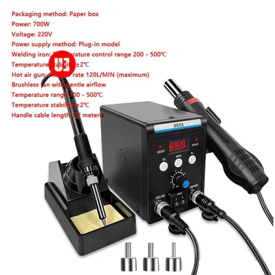 Productafbeelding van Soldeerstation 2-in-1 - 8586 - 700W - Digitale display - Heetluchtföhn - Soldeerbout - Reparatiestation - 220V