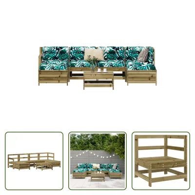 Produktbild von The Living Store 7-tlg. Garten-Sofagarnitur Kiefernholz Imprägniert