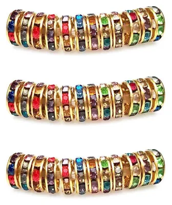 Produktbild von Rondelle Perlen Strass Zwischenperlen 8mm 100 Stück Gold/Mehrfarbig für Schmuckherstellung
