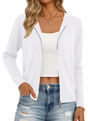 Produktbild von Damen Strickjacke mit Kapuze, Kurze Cardigan