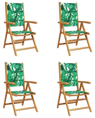 Productafbeelding van vidaXL, 4 verstelbare klapstoelen, groene stof en massief hout