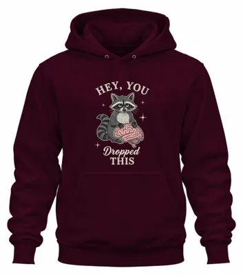 Produktbild von Hey You Dropped This Waschbär Gehirn lustiges Geschenk Retro Uni Hoodie, Burgundy, XL